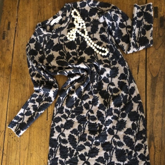 Women's Loft Ann Taylor Dark Charcoal and Tan Knit Dress XS - Picture 2 of 13